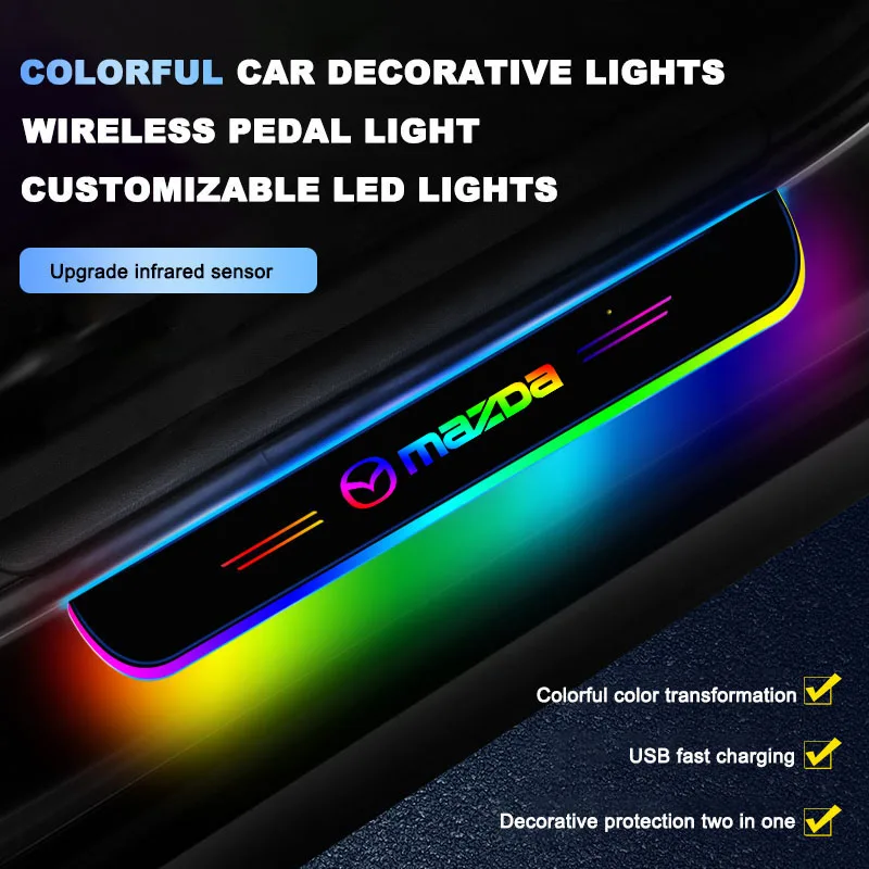 

Car Acrylic USB LED Welcome Plate Pedal Door Sill Pathway Light For Mazda 2 3 6 SKYACTIV Axela Atenza CX-5 CX30 CX8 CX4 CX9 MX-5