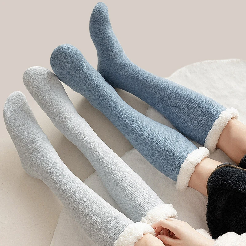 Women's Winter Thermal Wool Boots Socks For Women Harajuku Long Warm Fleece Socks Christmas Socks Xmas Gift Floor Thick Stocking
