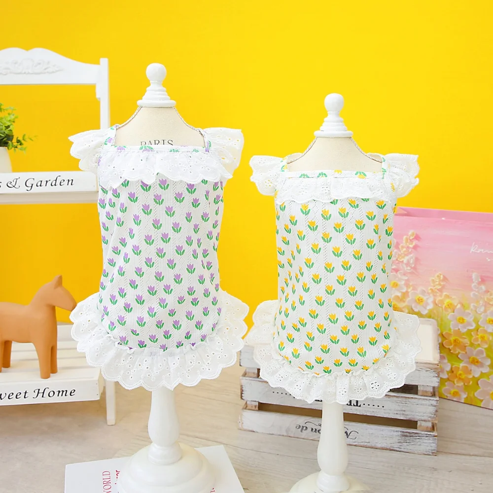 

Pet Vest Summer Spring Fashion Cartoon Skirt Small Dog Princess Dress Cat Sweet Designer Clothes Puppy Shirt Chihuahua Yorkshire