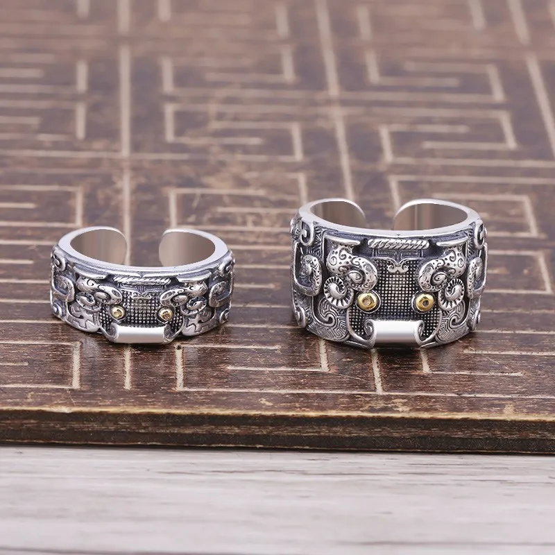 Мужское кольцо Taotie из стерлингового серебра 925 пробы мужская мода говорить с