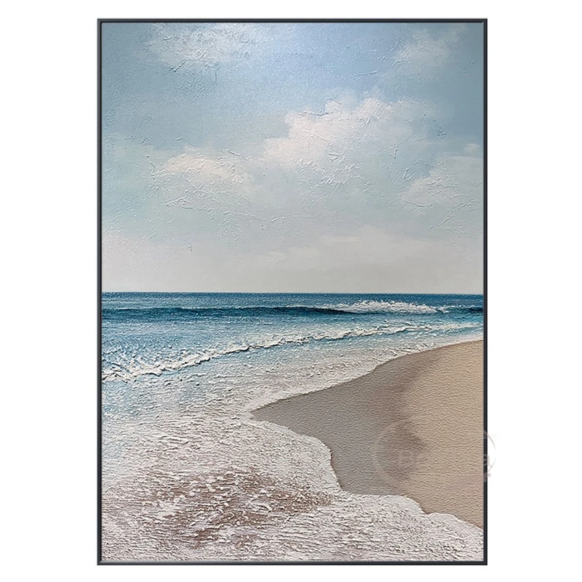 

Abstract Seaside Waves Landscape Wall Poster For Home Decor Hand Painted Canvas Oil Painting Art Hanging Picture For Living Room