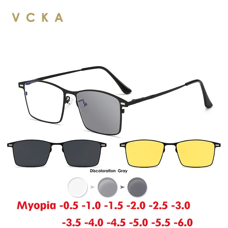 VCKA 3 в 1 квадратные фотохромные поляризационные солнцезащитные очки для
