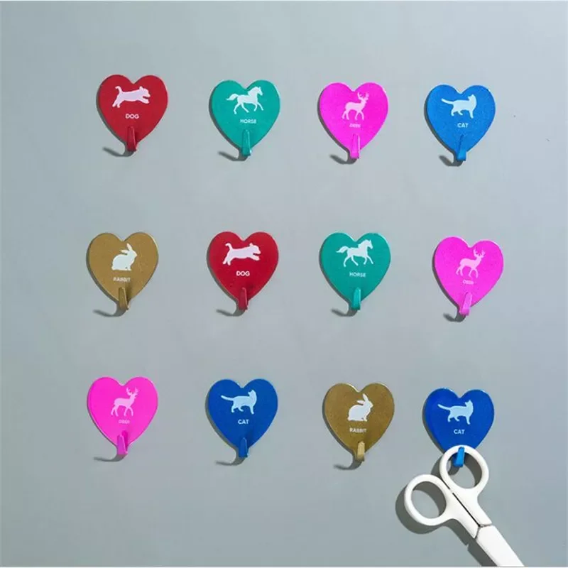 

Love Heart Wall Hooks Clothes Towel Mask Hanger Stainless Steel Bathroom Kitchen Hook Door Keys Organizer Holder Home Decor