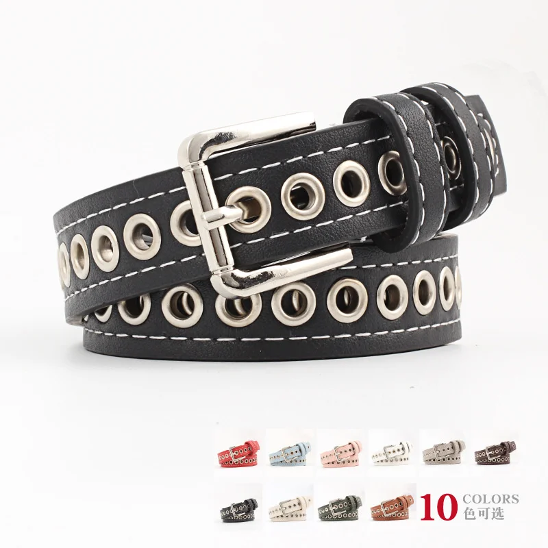 

2018 winter new trend women's belt air eye hollowed out fashion women's belt jeans decorative belt