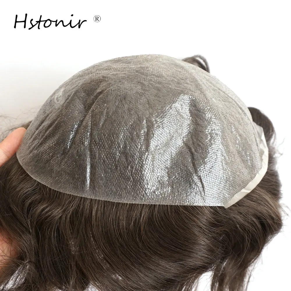 Hstonir 0.03mm Super Thin Skin Men Toupee Indian Remy Hair Replacement Natural Wig Men Hair Protesis Capilar Hombre H078