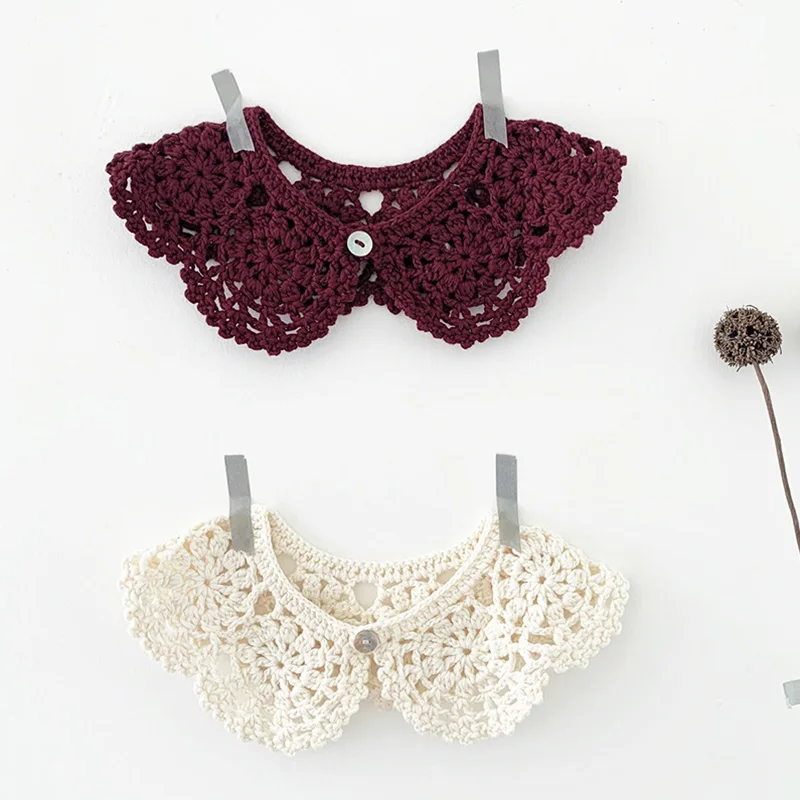 

Baby Knitting Bibs Lace Baby Accessories Korean Style Kids Lace Collar Cute Hollow Out Baby Girl Bibs