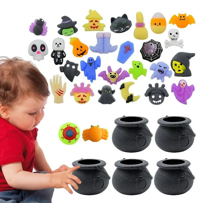 

Relaxing Toys 33PCS Kids Squeeze Vivid Expression Halloween Toys Scary Witch Barrels Ghosts Skeletons Toys Soft Toys For