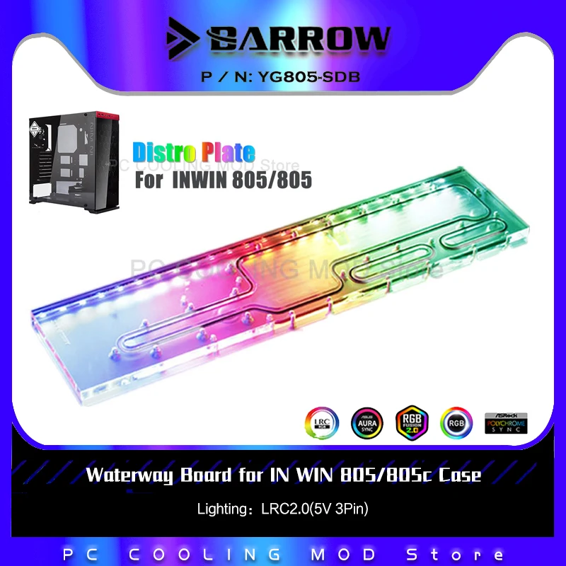 

Barrow Distro plate For IN WIN 805/805 Case,MOD PC Water Cooling Reservoir Kit For Computer Intel AMD CPU GPU 5V SYNC YG805-SDB