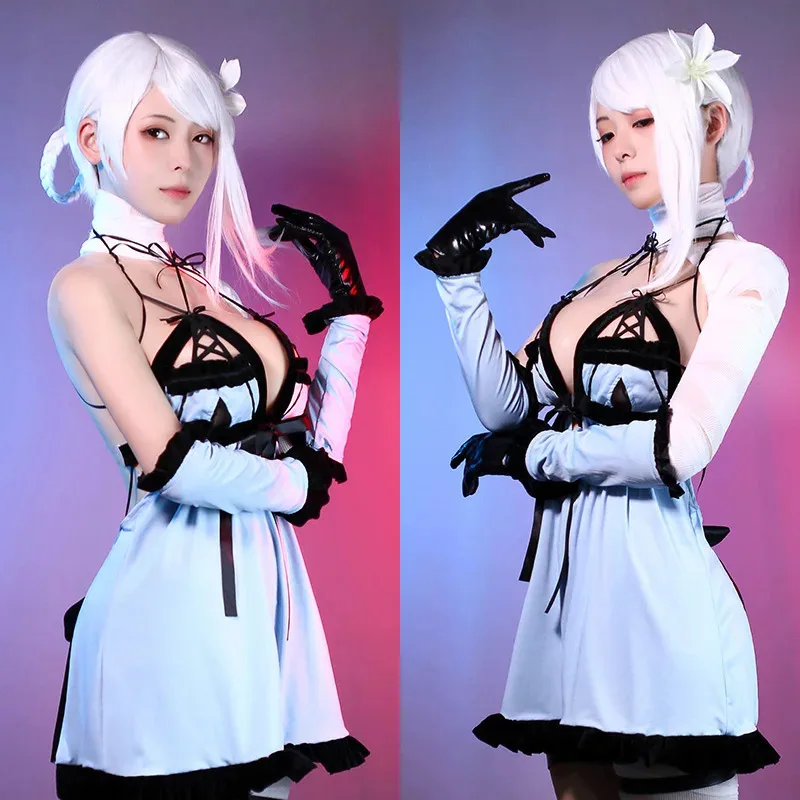 Фото Zizi 2025 L-email Kaine Wig NieR RepliCant Косплей Серебристо-белые плетеные парики с челкой Синтетические волосы Термостойкие №3