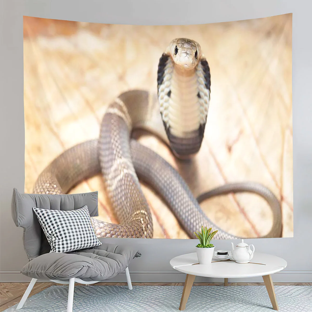 

Fear Cobra Tapestry Reptiles Snake Tapestry Wildlife Illustration Tapestry Wall Hanging Home Living Room Bedroom Dorm Tapestries