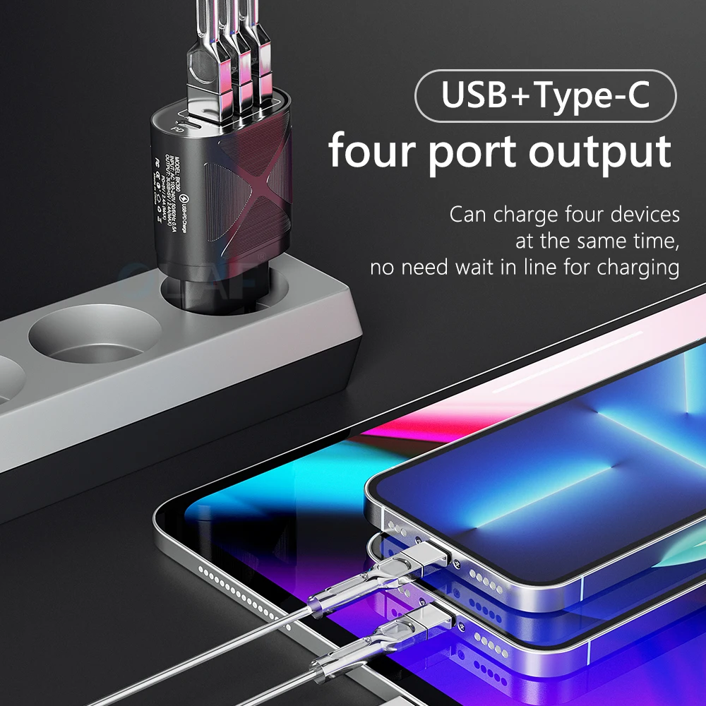 OLAF 48 Вт USB зарядное устройство QC 3 0 4 Тип C PD Быстрая зарядка настенные зарядные