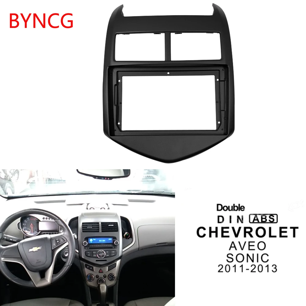 

1-2Din Car DVD Frame Audio Fitting Adaptor Dash Trim Kits Facia Panel 9" For Chevrolet AVEO SONIC 2011 12 13 Double Radio Player