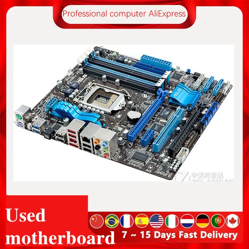 ASUS P8P67-M Компьютерная материнская плата LGA 1155 DDR3 Intel P67 P8P67 Настольная плата Б/У (без теплового экрана) on
