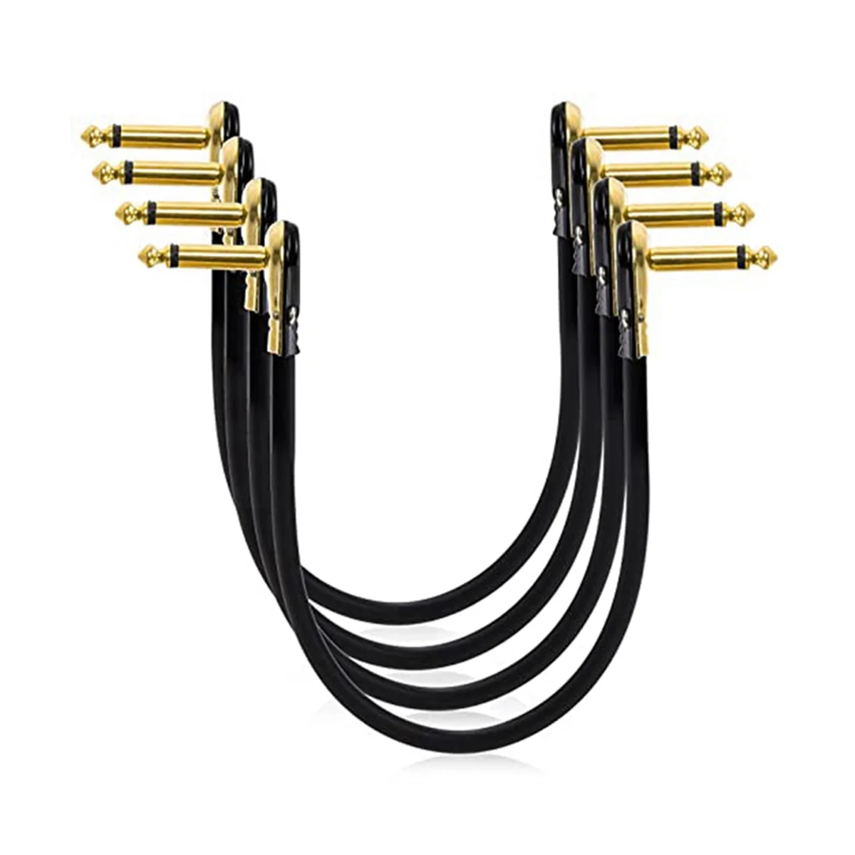 

4 упаковки 12-дюймовых гитарных соединительных кабелей, прямоугольный золотистый соединитель блинчиков для педали эффектов