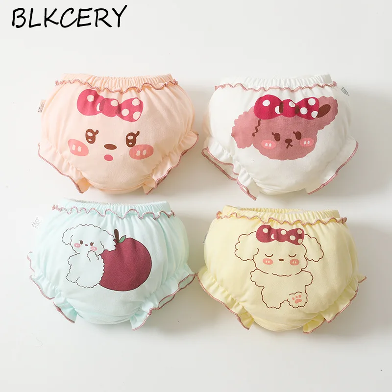 

Baby Girls Underwear Cotton Florals Bread Pants Non Clip Butt Short Panties Cute Bows Cartoon Kid Brief Underpants for 1-7 Years