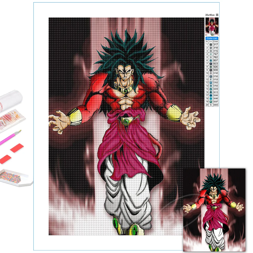 

Dragon Ball Broli Picture Home Decor 5D Diamond Painting Full Round Drill DIY Cross Stitch Kit Embroidery Popular Anime Wall Art