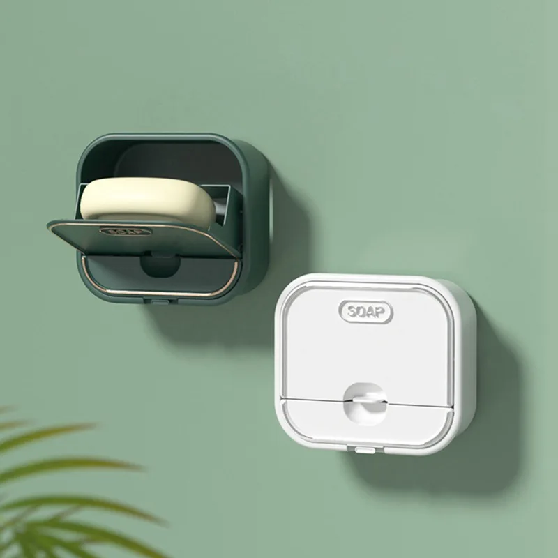 

Bathroom Storage Wall Mounted Soap Boxes with Lid Double-layer Soap Drainage Soap Box Rack Household Bathroom Soap Storage Rack