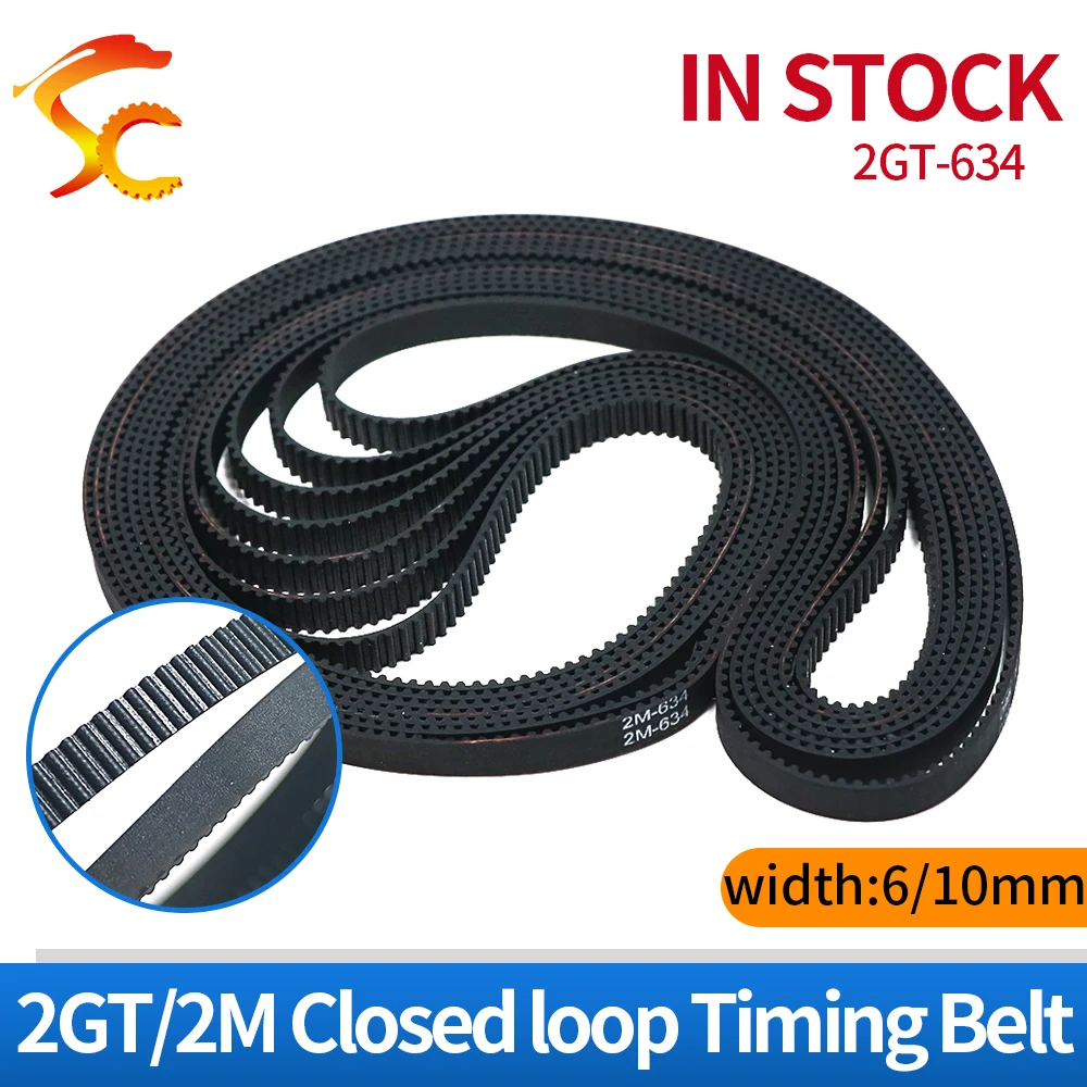 

Резиновый ремень с замкнутой петлей для 3D принтера, 2 ГТ/2 м-63, 4-6/10 мм, зубцы 317, длина 634 мм, ширина 6/10 мм