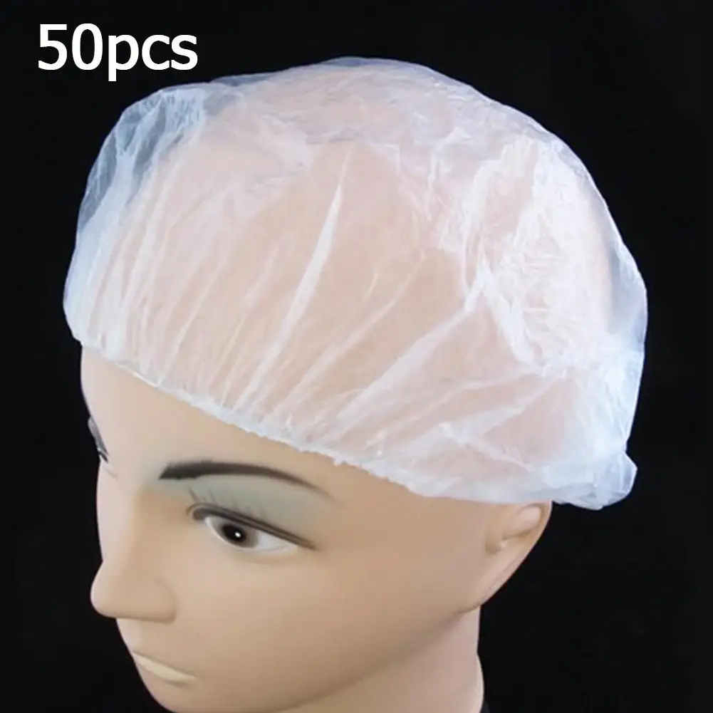 

50/100pcs Disposable Elastic Shower Hat One-Off Hotel Bathing Cap Hair Salon Waterproof Clear Hat Transparent Elastic Cap Hat