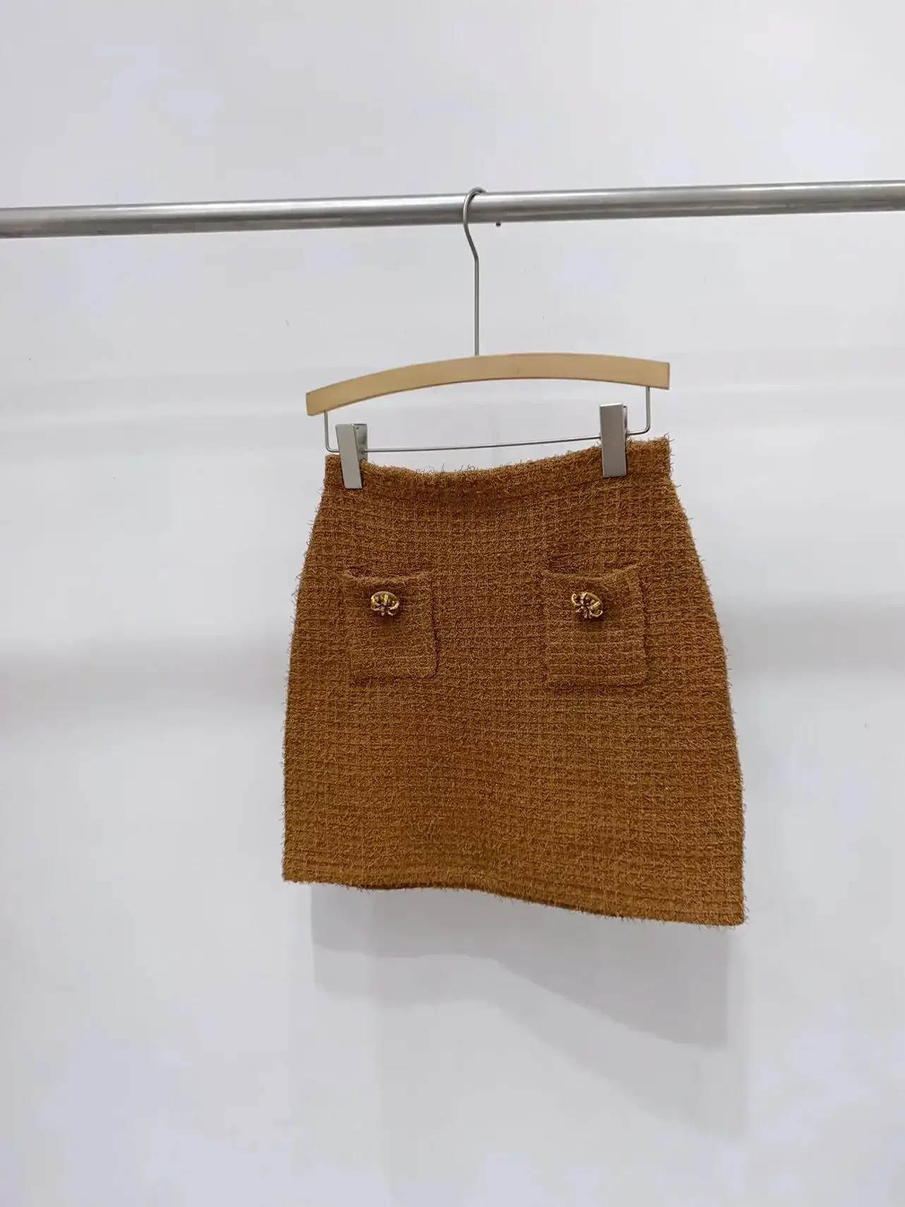 sp2024 осень и зима Xiaoxiangfeng двубортная пряжка с ромбовидной пряжкой блестками