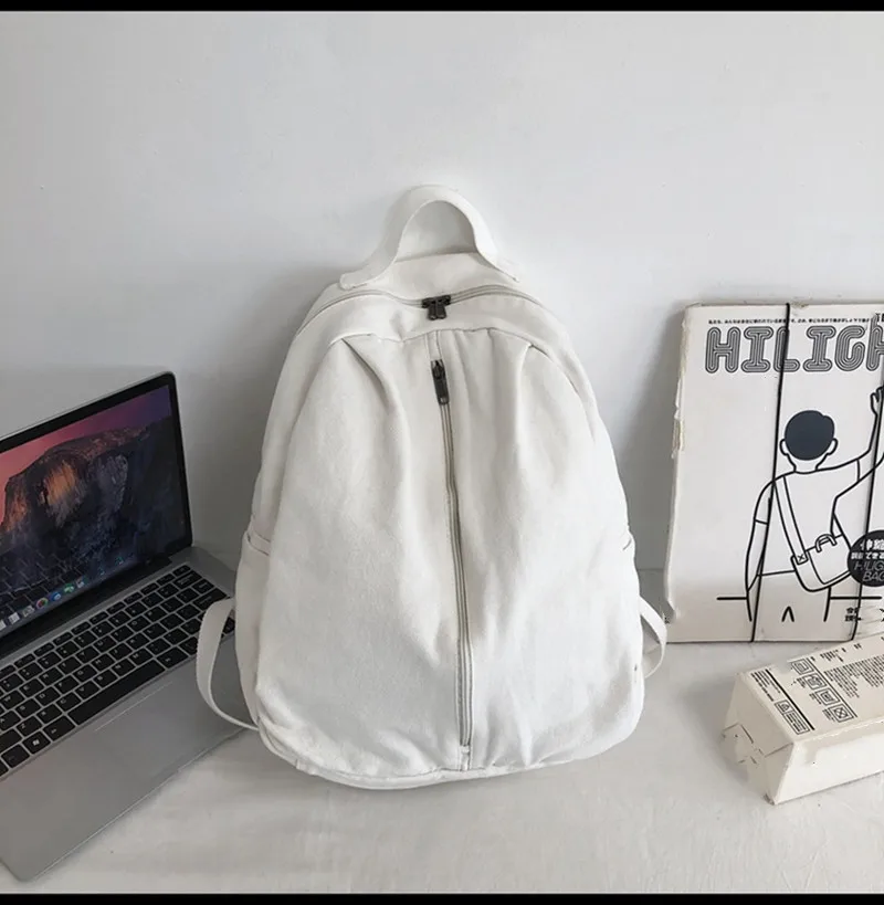 New Simple Casual Shoulder Bag Retro Large Capacity Canvas Bag High School Students Travel Backpack Laptop Students Schoolbag