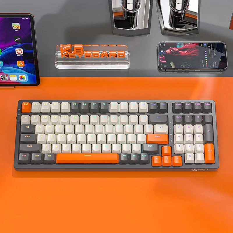 

Механическая клавиатура K8, беспроводная клавиатура с 100 клавишами PBT, Type-C, 2,4G, Bluetooth, 3 режима, RGB, Hotswap, игровая механическая клавиатура