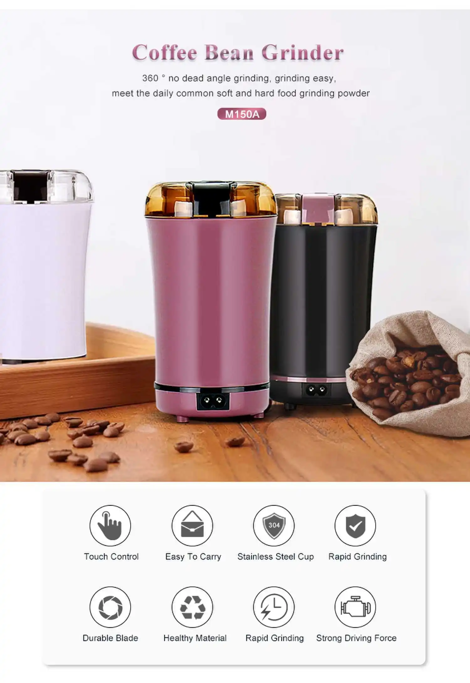

Mini Electric Coffee Grinder Powerful Cafe Grass Nuts Herbs Grains Pepper Tobacco Spice Flour Mill Coffee Beans Grinders