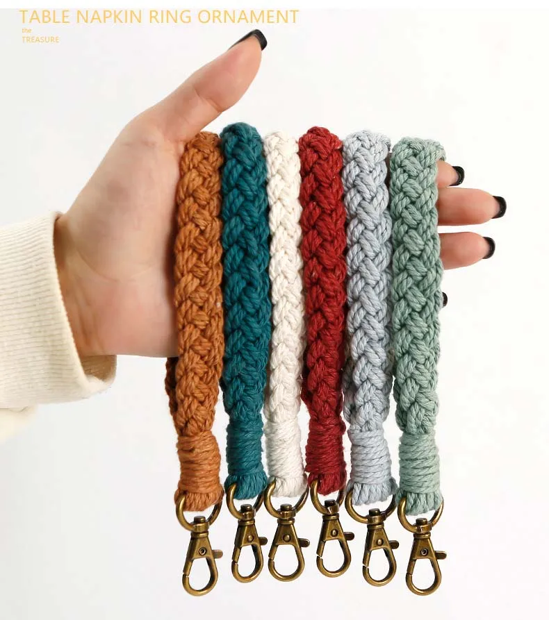 

Macrame Wristlet Keychain Personalised Handmade Braided Boho Bracelet Teacher Gift Keychain Key Chain Accessories