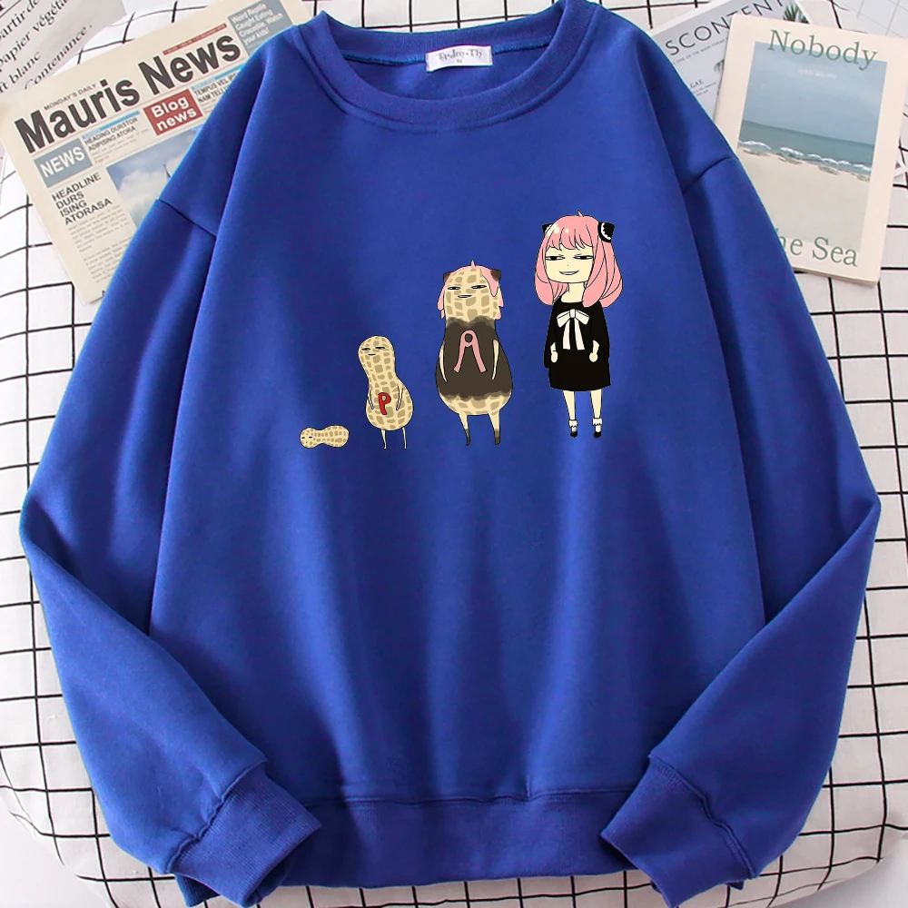

Anya's peanut evolution - Spy x Family Printing Women's Sweatshirt vintage Sweatshirt Oversize Hoodie Street Woman Tracksuit