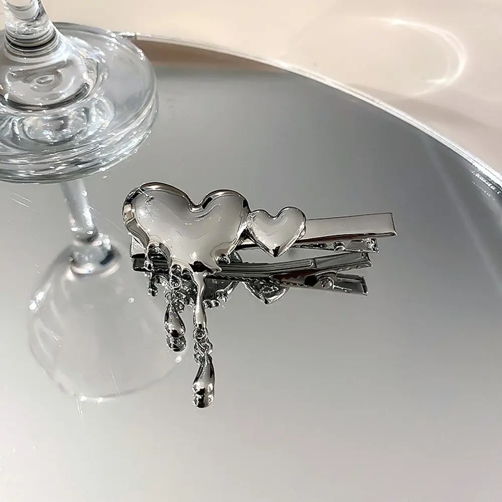 

Love Heart Water Drop Hair Clip Melt Love Duckbill Clip Chilly Retro Side Clip Korean Sweet Temperament Bang Clip