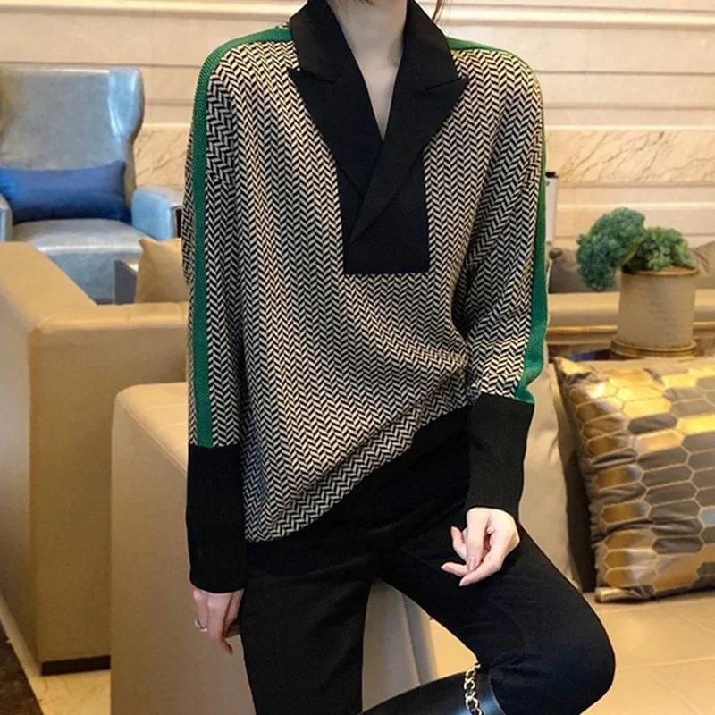 Striped Women's Sweater 2022 Trend Fashion Luxury Crochet Tops Sweaters for Women Autumn Pullover Knitted Vintage Winter Clothes