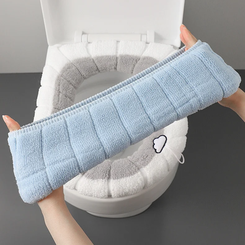 

New Toilet Seat Cushion Thick Plush O-shaped Toilet Seat Toilet Cover With Handle Nordic Bathroom Accessories