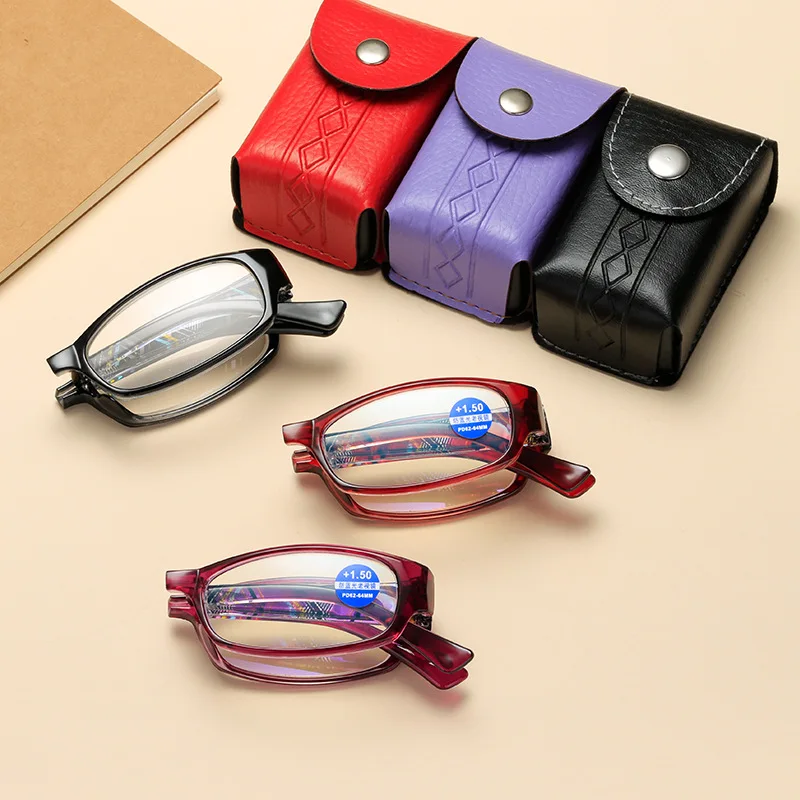 

Seemfly Reading Glasses With Case +1.0 2.0 3.0 4.0 Fashion Printed Folding Presbyopia Eyeglasses Anti Blue Light Computer Goggle