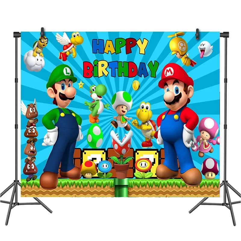 Украшение для дня рождения Super Bro мультяшный воздушный шар одноразовая посуда