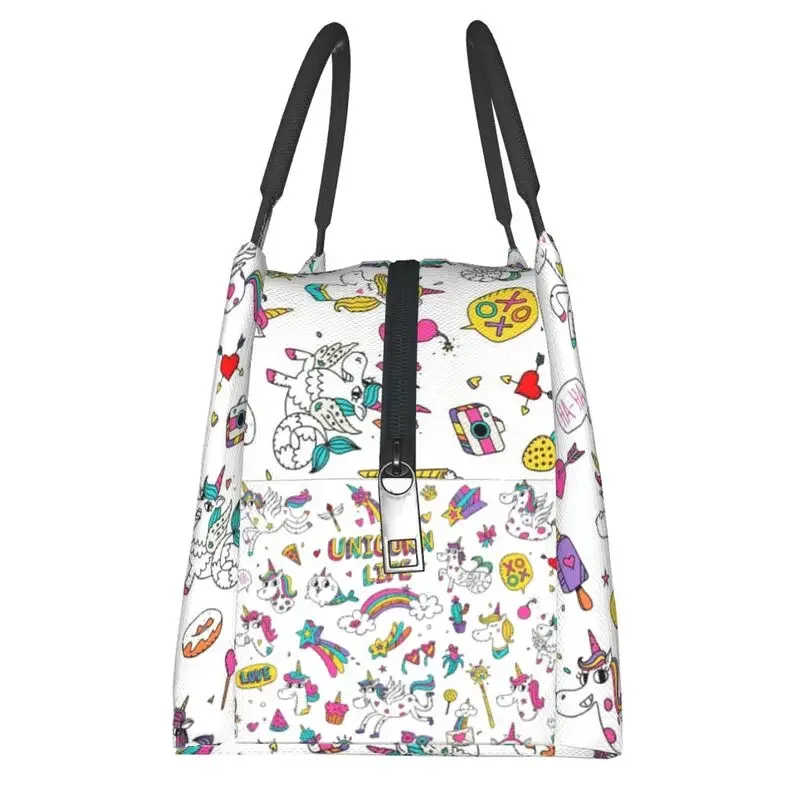 Изолированная сумка для обеда с волшебным единорогом и котом-русалкой женщин