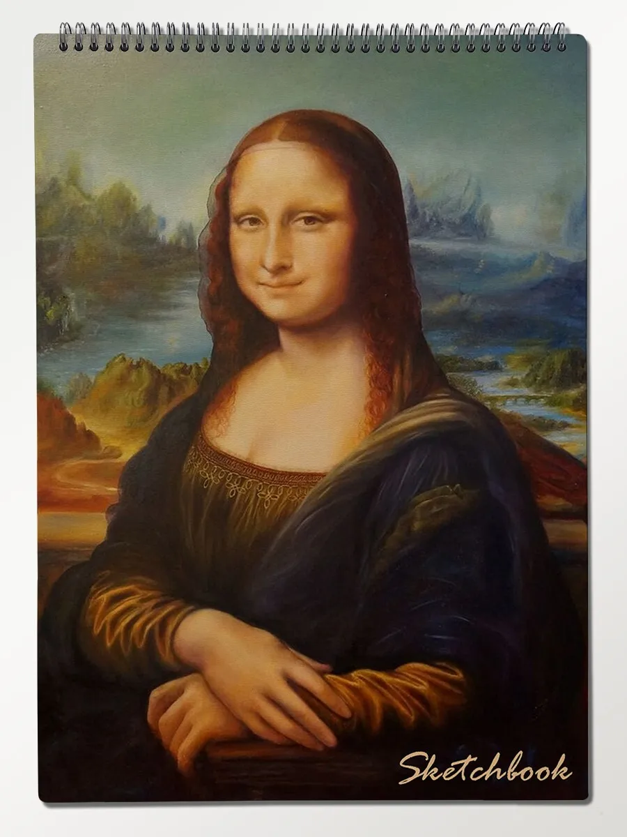 Скетчбук А3 крафт 50 листов Блокнот для рисования Мона Лиза (Леонардо Да винчи Mona