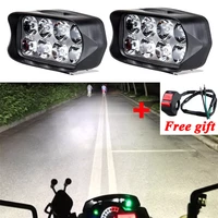 2pcs 8 led 12w motorcycle motorbike headlight fog spot lights bulbswitch set 6000k white led spot headlight with onoff switch