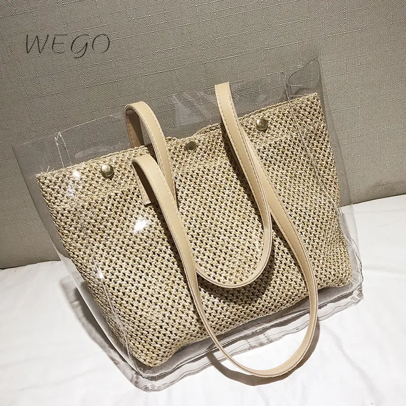 

Женская прозрачная сумка-тоут, плетеная Желейная сумка 2022, популярные модные вместительные роскошные сумки, женские дизайнерские сумки из ...