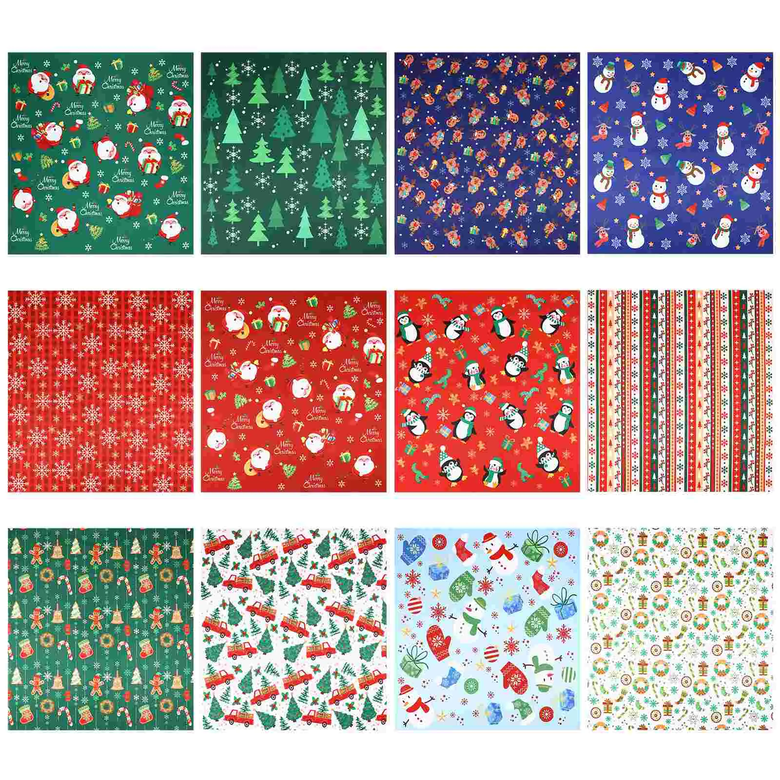 

12PCS Christmas Fabric Bundles Quilting Fabric Patchwork Fabric Patchwork Squares Craft Fabric Sheets Christmas Fabric
