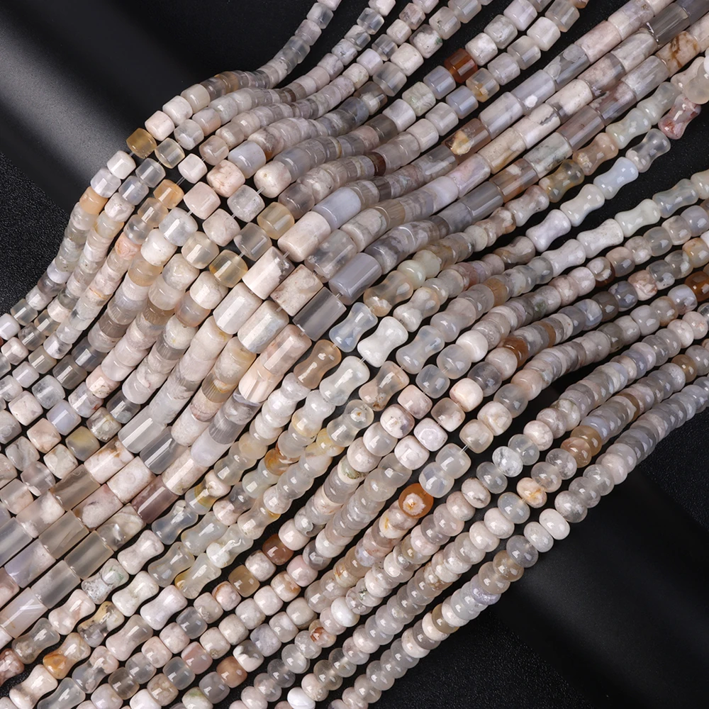 

Natural Stone Agates Beads Square Bamboo Wheel Shape Loose Spacer Beads for Jewelry Making DIY Bracelet Necklace Accessories