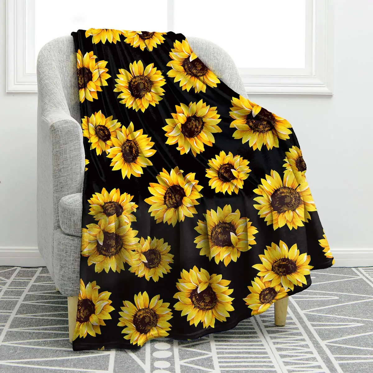 Sunflower Blanket, 3D Print Throw Soft Warm Lightweight Blanket for Women Birthday for Family Friend Sister Brother Kid Birthday
