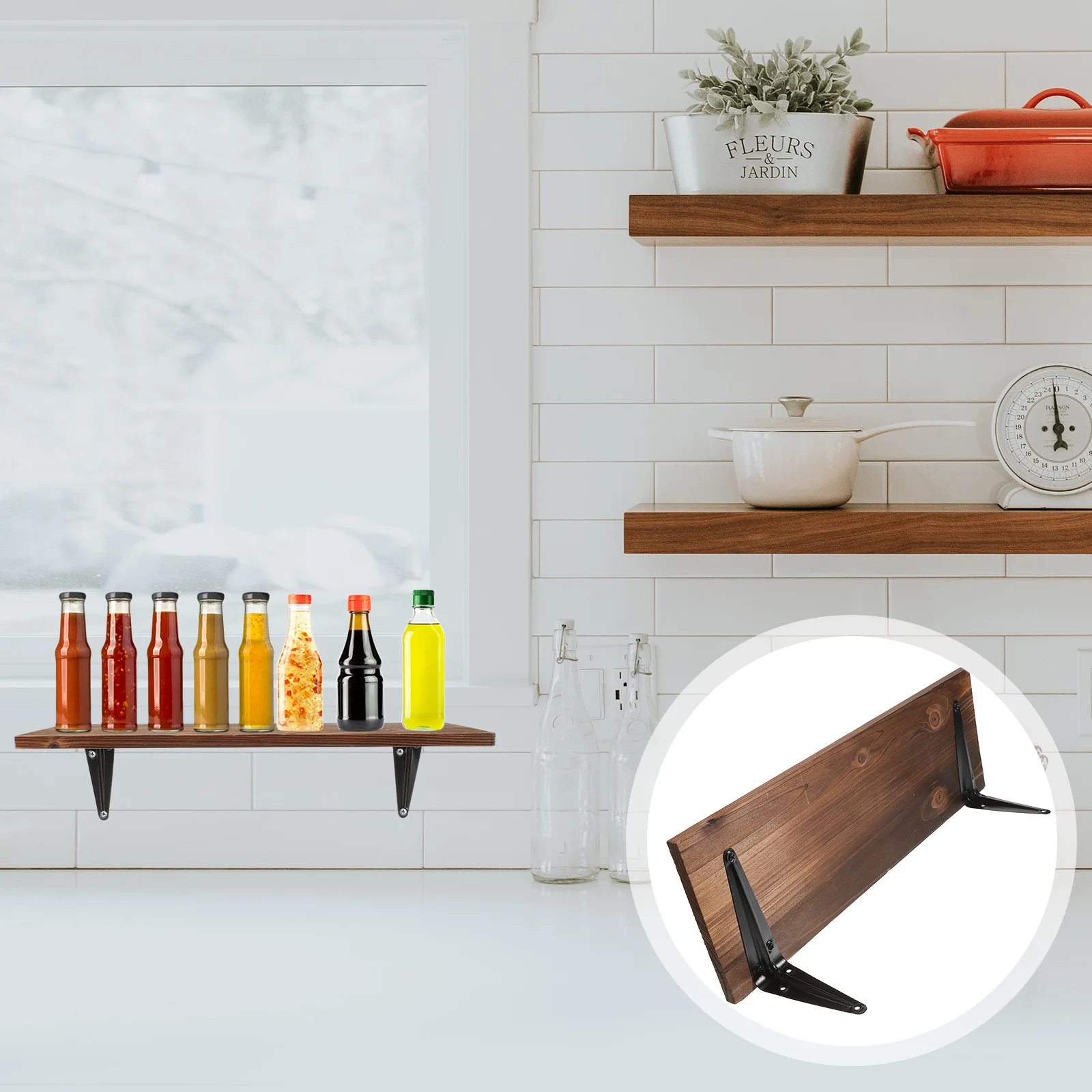 

3pcs Wood Shelves Wall Shelves Rustic Floating Shelves Wall Mounted Shelves Living Room Wall Shelves