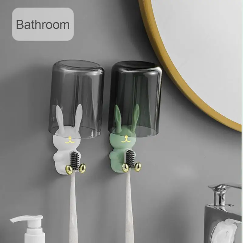 

Small Rabbit Perforating Hook Non-marking Wall Hanger Storage Wash Cup Toothbrush Hanger Toilet Multi-functional Adhesive Hook