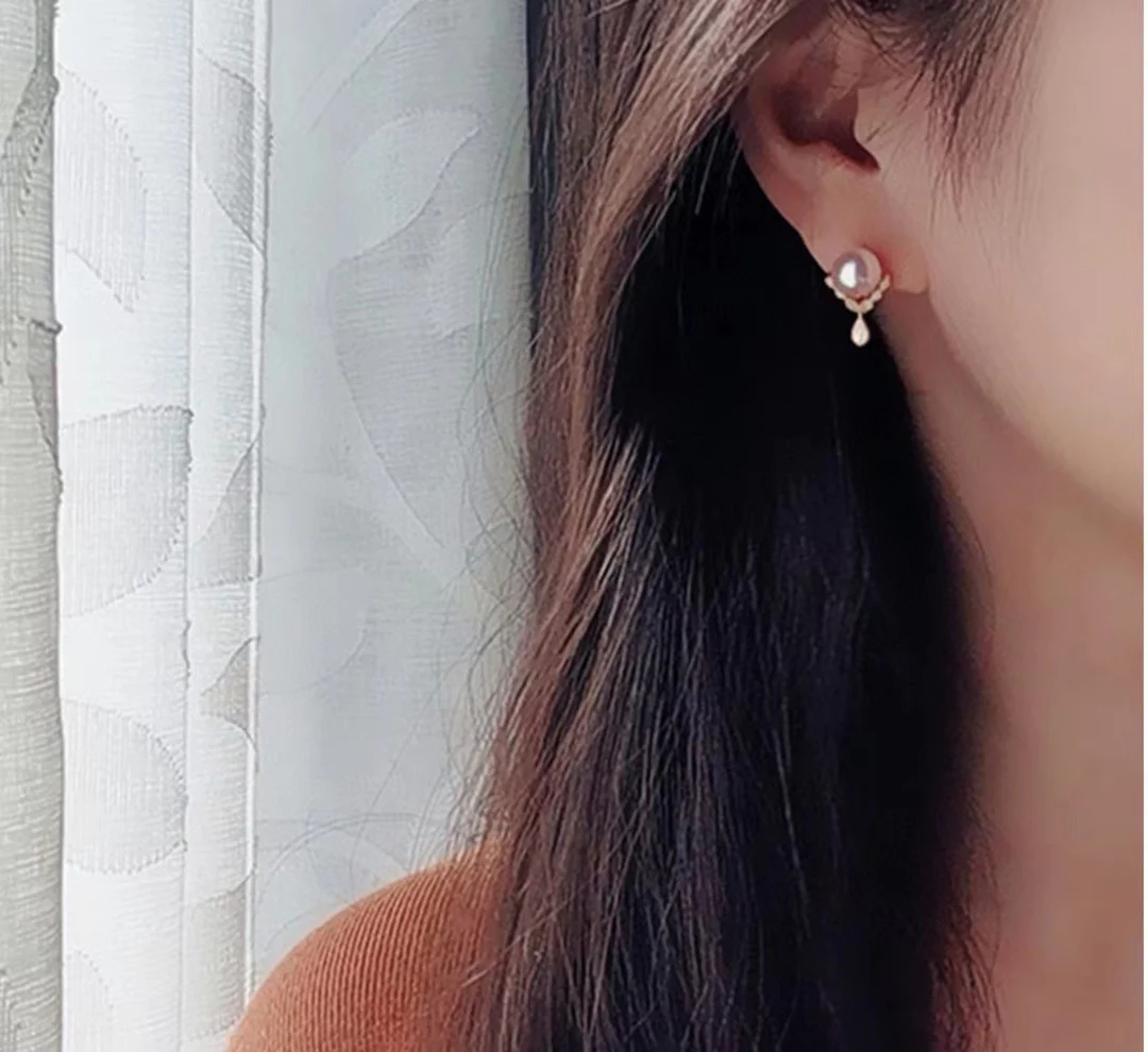 

8-9mm Natural Freshwater Pearl Drop Earrings 14K Gold Plated New Pearl Jewelry Gifts