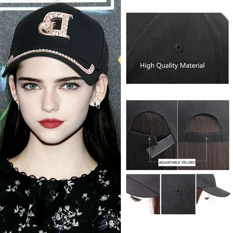 Парик HUAYA для шляпы синтетический короткий парик Боба с бейсбольной черной