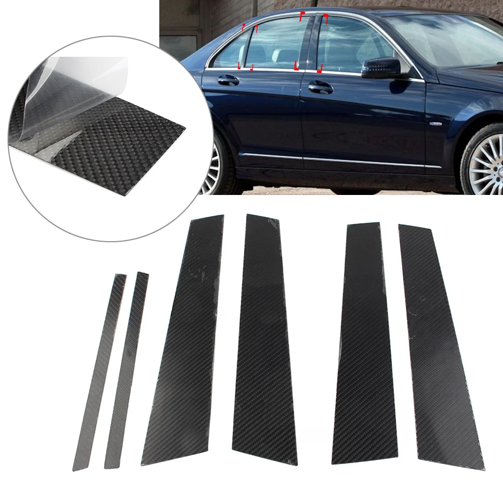 

6Pcs Car Exterior Door Window B Pillar Post Cover Trim Accessories For Mercedes Benz C Class W204 Sedan 2008-2014