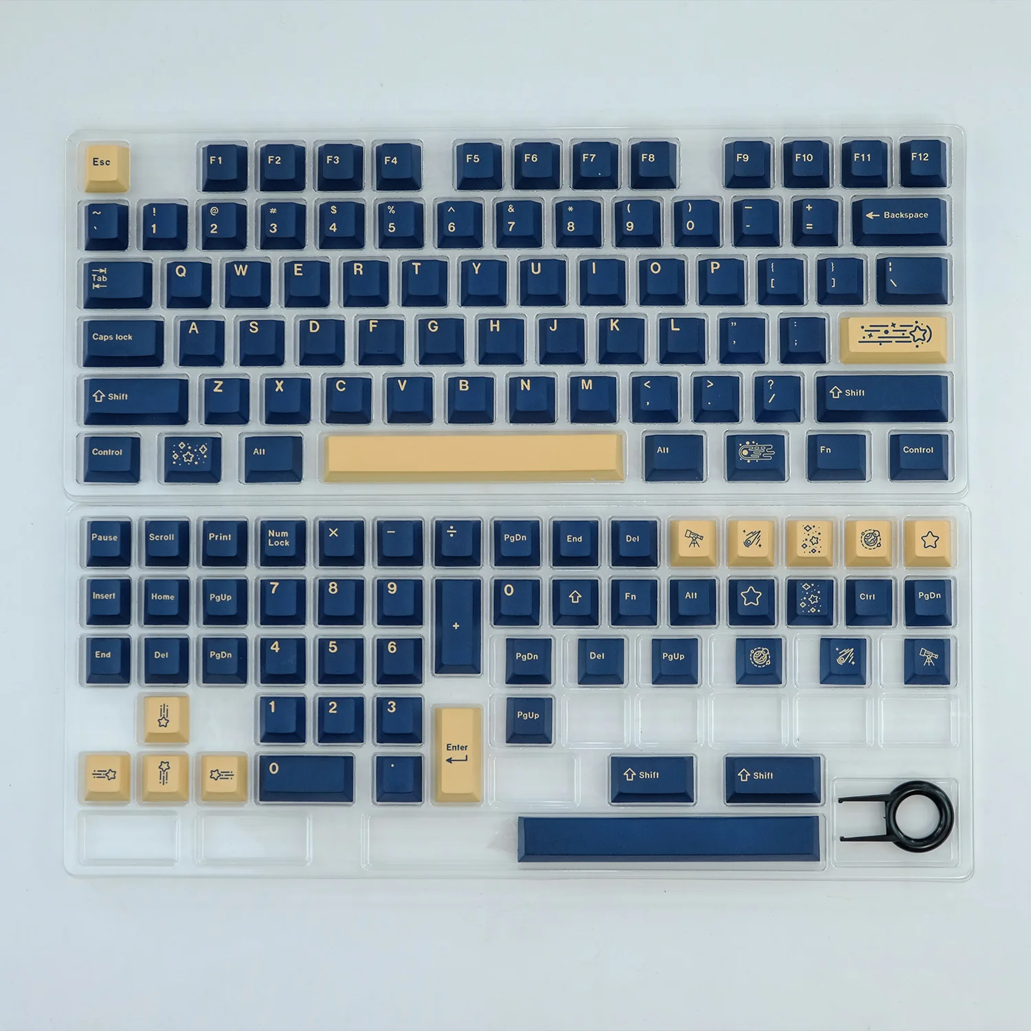 Комплект кейкапов KYOMOT Stargaze (130 шт.) с профилем Cherry, PBT, сублимационная печать, золотые кейкапы для механических клавиатур Cherry MX Switch, для игр и DIY-проектов (art.: 3920da1d87161) - 3920da1d87161