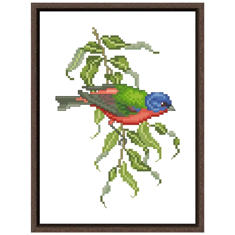 

Painted bunting cross stitch kits bird 18ct 14ct 11ct unprint white aida fabric cotton silk thread embroidery craft set