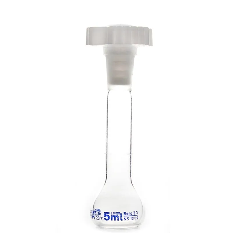 

5ml Transparent Lab Borosilicate Glass Volumetric Flask with plastic Stopper Office Lab Chemistry Clear Glassware Supply