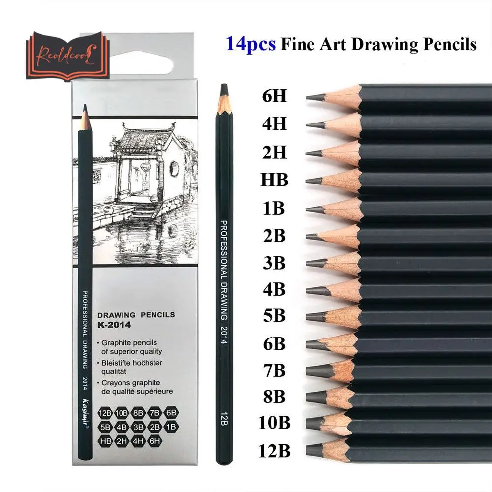 

14pcs/set Wooden Sketch Pencils 12B10B 8B 7B 6B 5B 4B 3B 2B Graphite Art Manual Draw Art Supplies Charcoal Sketching Pencils